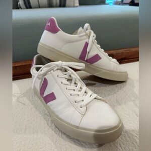 Veja White and Pink Women's Sneakers- Size 42